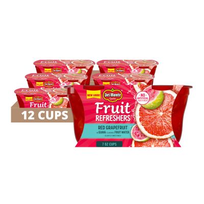 Del Monte Refreshers Red Grapefruit in Guava Fruit Water Cups, 7 Ounce (2 Count per Pack, Pack of 6)