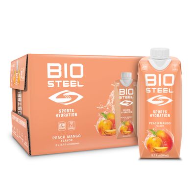 BioSteel Sports Drink, Great Tasting Hydration with 5 Essential Electrolytes, Peach Mango Flavor, 16.7 Fluid Ounces, 12-Pack