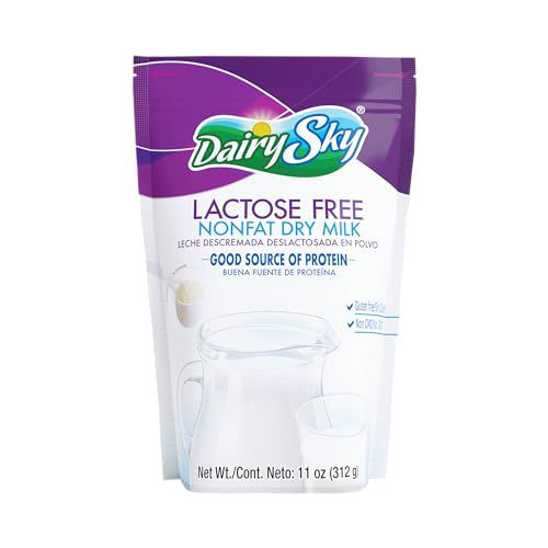 DairySky Lactose Free Milk Powder 11 oz - Skim Milk Powder, Non GMO Fat Free for Baking &amp; Coffee, Kosher with Protein &amp; Calcium | Great Substitute for Liquid Milk | RBST Hormone-Free