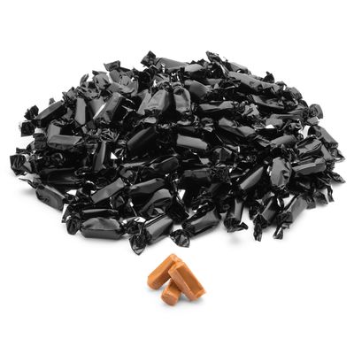 Candy Envy - Black Wrappers Individually Wrapped - Toffee Milk Caramels - 2 Pound Bag - Approx. 190 Pieces