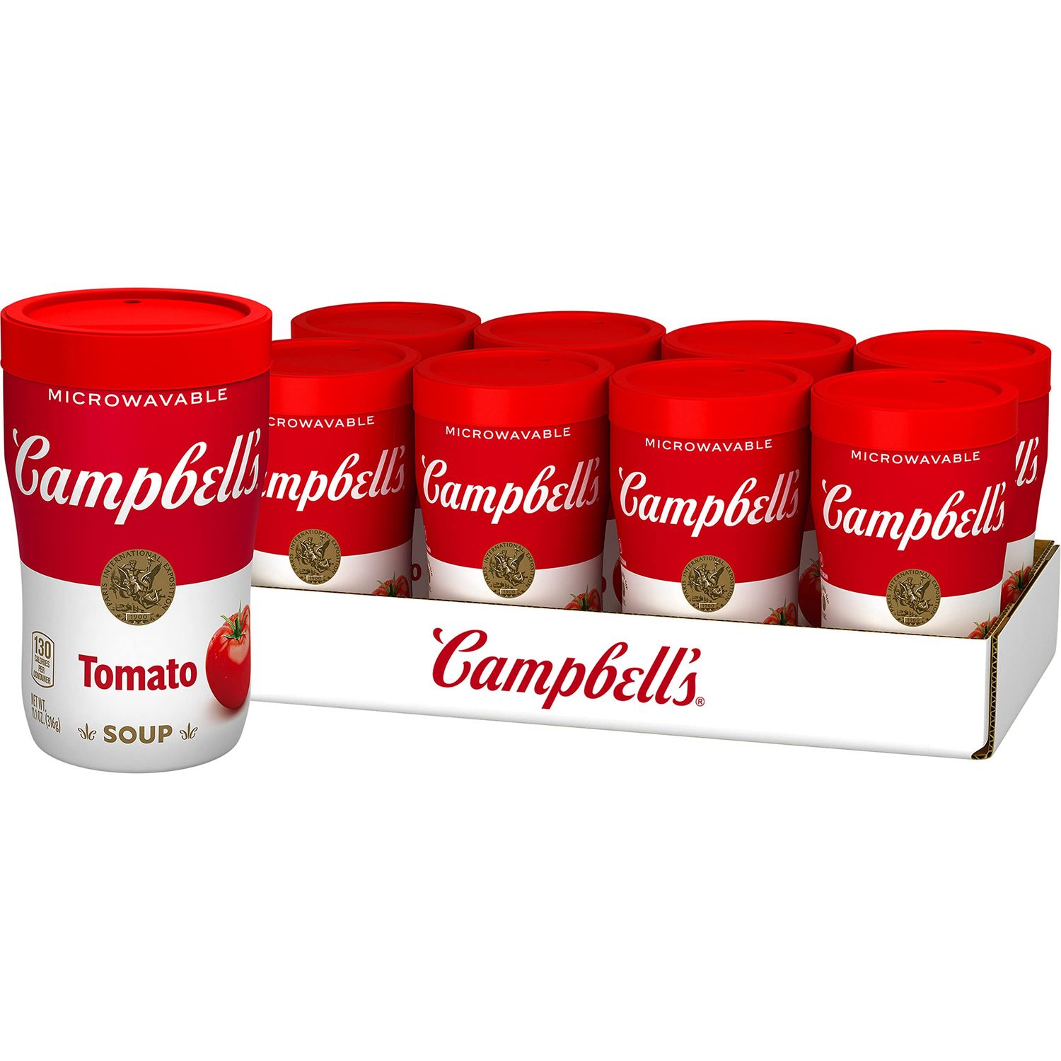 Campbell&#39;s Sipping Soup, Classic Tomato Soup, 11.1 Oz Microwavable Cup (Case of 8)