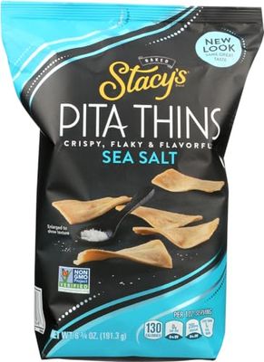 Stacy&#39;s New Crispy, Flaky &amp; Flavorful Pita Thins Chip 6.5oz, 2 Pack (Sea Salt)