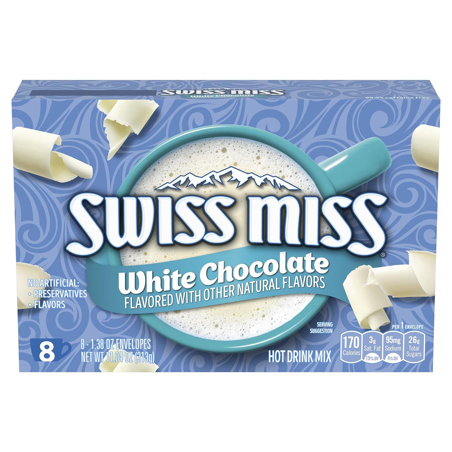 Swiss Miss Indulgent Collection White Chocolate Flavored Hot Drink Mix, 1.38 oz. 8-Count (Pack of 12)
