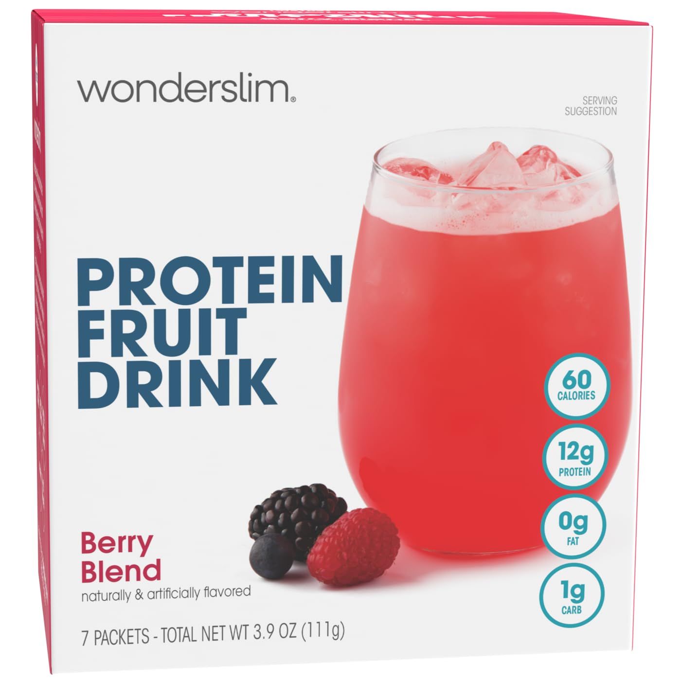 WonderSlim Protein Fruit Drink, Berry Blend, No Fat, Gluten Free, Keto Friendly &amp; Low Carb (7ct)