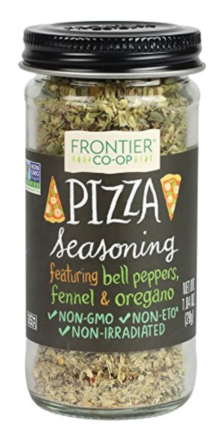 Frontier Co-op Pizza Seasoning, 1.04-Ounce Jar, Featuring Bell Pepper, Fennel Seed &amp; Oregano, Great on Pasta and Salads