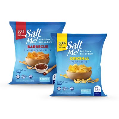 SaltMe! Variety Pack Better For You Potato Chips - 24ct 1oz Bags - 50% Less Sodium, Kosher, Healthier Snack Pack- Best Full Flavor, Non-GMO, Gluten Free - Less Sodium, Same Flavor.
