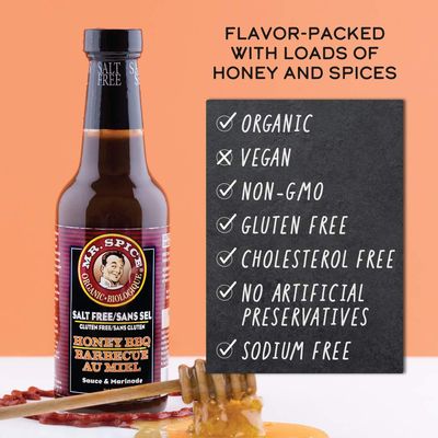 Mr. Spice Organic - Salt Free Sauce (13.5 Ounce (Pack of 1), Honey BBQ)