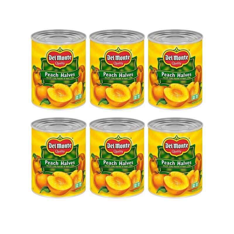 Del Monte Yellow Cling Canned Peach Halves in Heavy Syrup, 29 oz Can (Pack of 6)