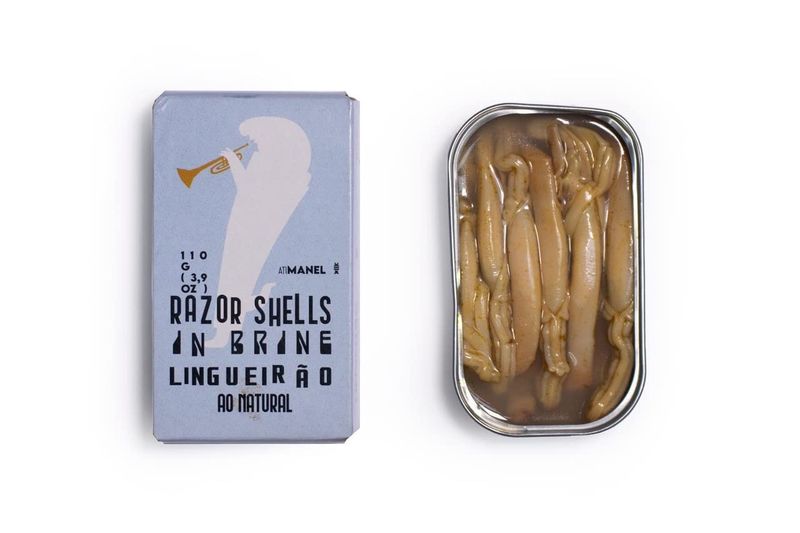 Spanish Razor Shells Canned in Brine 8/10 | B Vitamins, Omega-3 | Tinned Seafood by Ati Manel | 1 x 110g Can