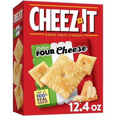 Cheez-It Cheese Crackers, Baked Snack Crackers, Office and Kids Snacks, Italian Four Cheese, 12.4oz Box (1 Box)