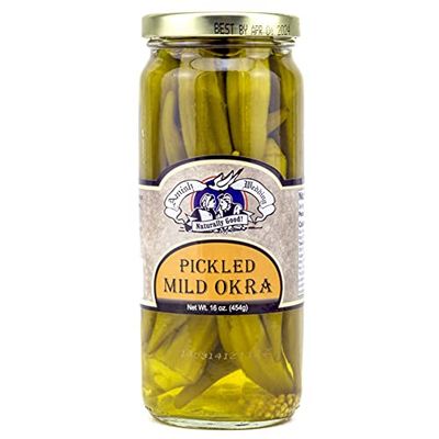 Amish Wedding Foods Pickled Mild Okra 16 oz. Glass Jar