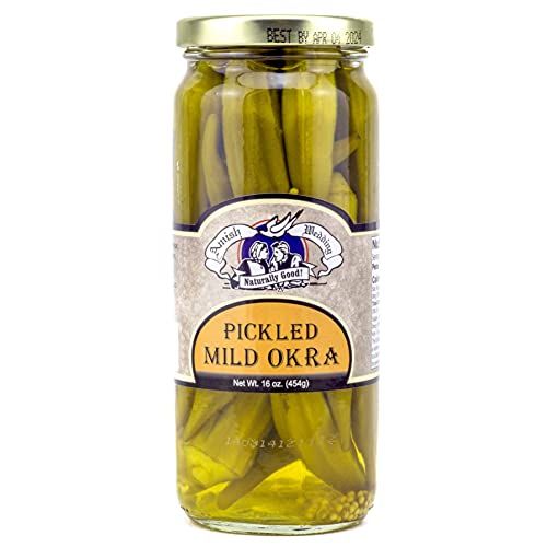 Amish Wedding Foods Pickled Mild Okra 16 oz. Glass Jar
