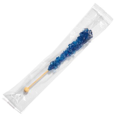 Candy Envy - Navy Blue Rock Candy Sugar Sticks - Blueberry Flavored - 12 Indiv. Wrapped