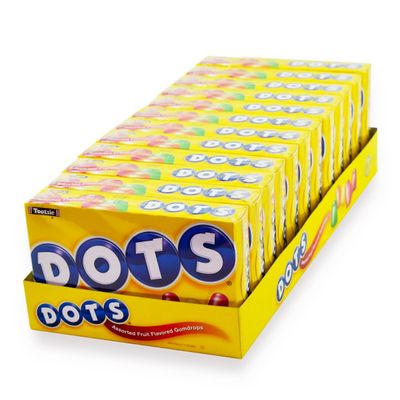 DOTS Individually Wrapped Candy - Original Gummy Candy Flavors - Cherry, Lime, Orange, Lemon, Strawberry - Gluten Free, Kosher &amp; Peanut Free Gumdrops - Bulk 12ct, 6.5oz Dots Candy Boxes