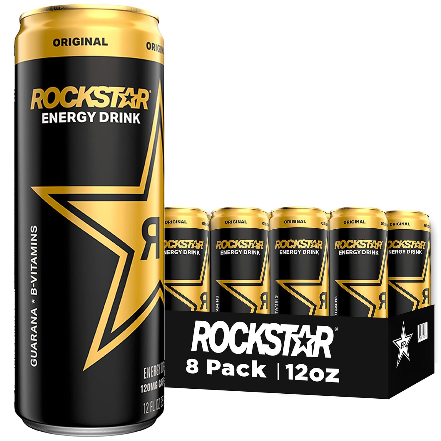 Rockstar Energy Drink, Original, 12oz Sleek Cans (Pack of 8)