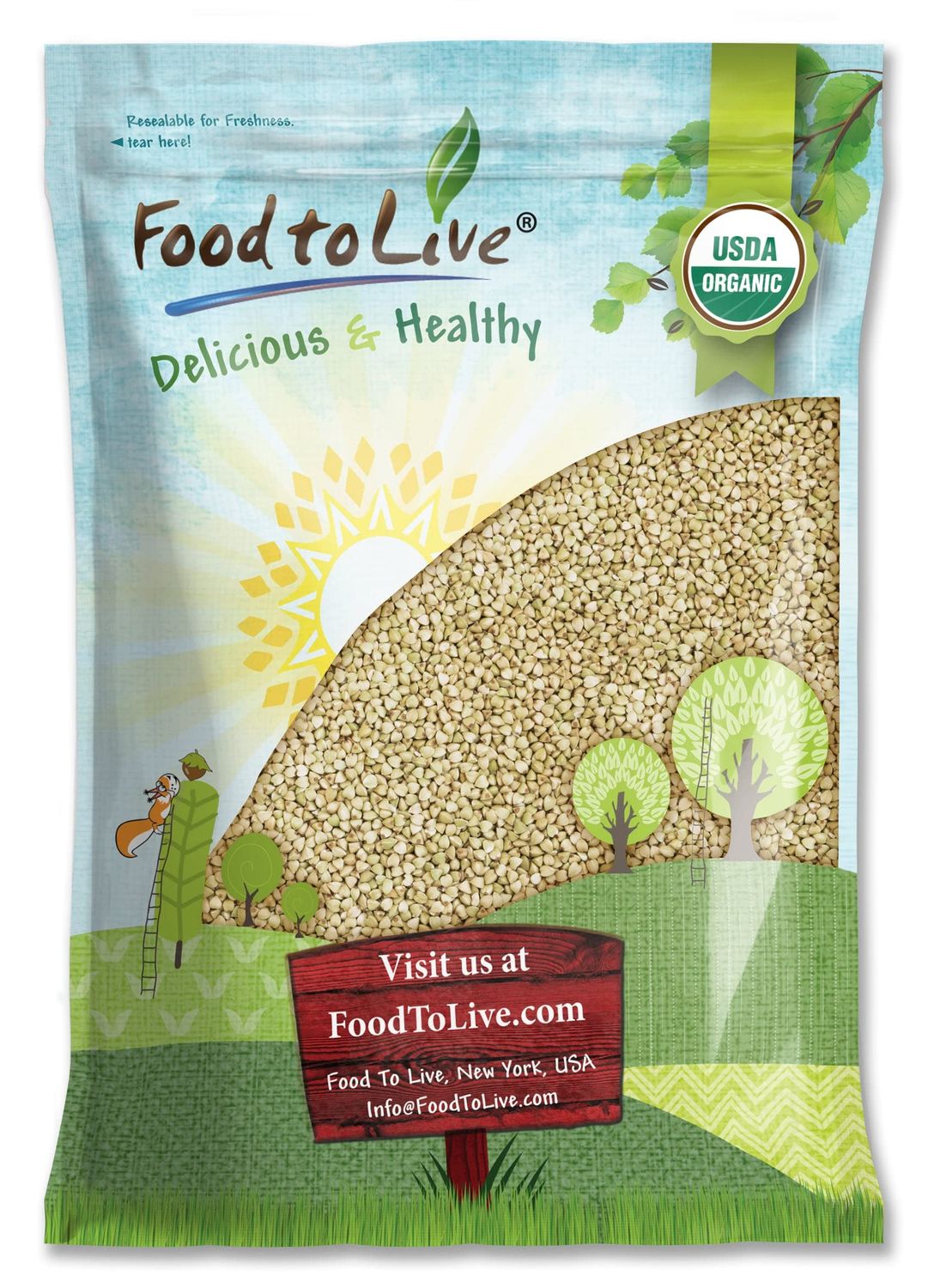 Food to Live Organic Buckwheat Groats, 10 Pounds - Whole Grain Buckwheat Seeds by Food to Live. Hulled, Non-GMO, Kosher, Raw, Vegan, Sirtfood. Buckwheat Cereal in Bulk