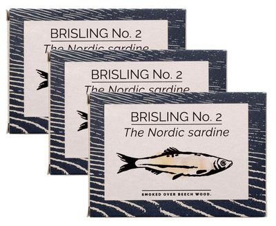 Fangst Brisling No. 2 | Tinned Nordic Sardine Smoked Over Beech Wood | 3 x 100g Can