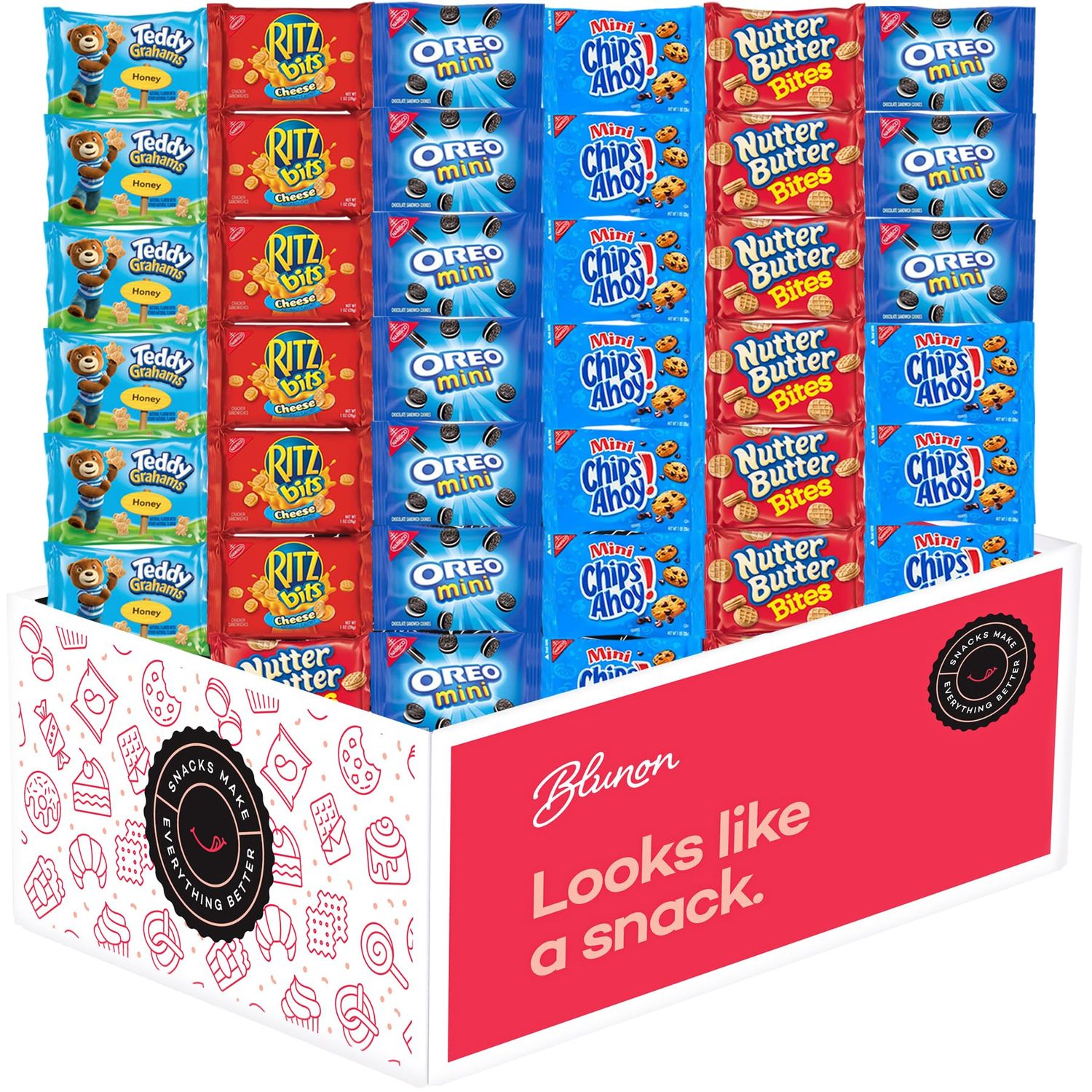Oreo, Chips Ahoy, Ritz, Nutter Butter, Teddy Grahams Variety Pack - Nabisco Cookies Assortment Bulk - Care Package Gift Box (40 Count)