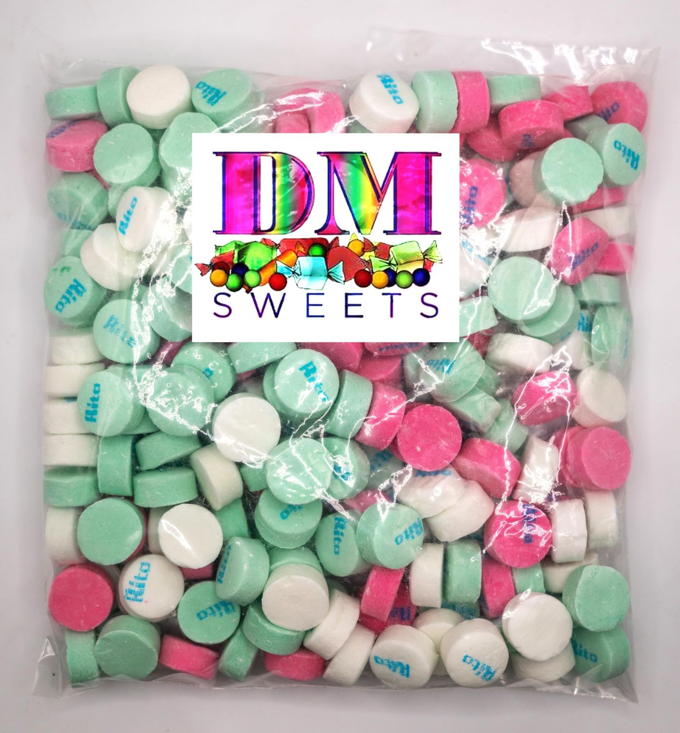 DM Sweets Rito&#39;s Assorted Lozenge Mints - 1.5 lbs of Fresh Wintergreen Spearmint Peppermint Bulk Candy, Pink