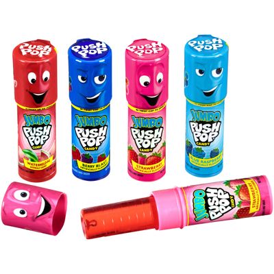 Push Pop Jumbo Individually Wrapped Bulk Lollipop Holiday Variety Party Pack - 8 Bags of 5 Lollipops in Fruity Flavors - Candy Stocking Stuffers For Kids Candy Gifts and Holiday Party Favors