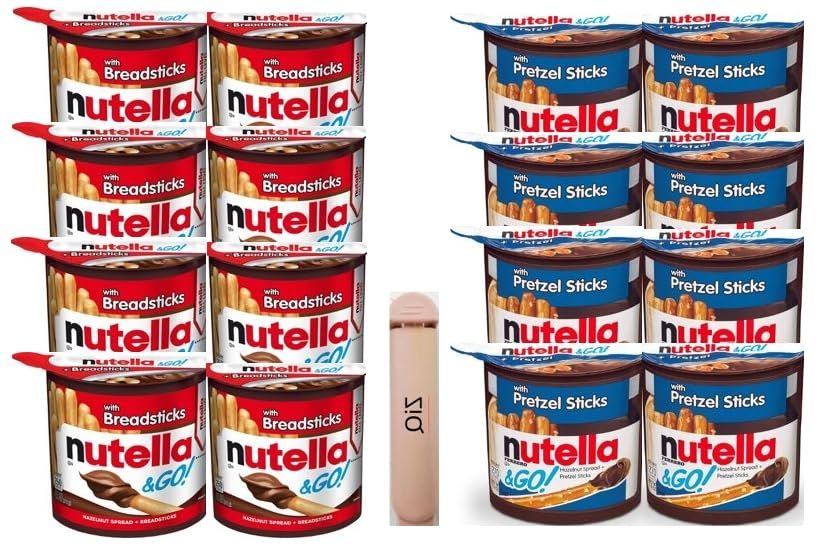 Nutella  GO Hazelnut and Cocoa Spread with Breadsticks Snack Pack 18 oz each 8 Pack  Nutella  GO Hazelnut and Cocoa Spread with Pretzel Sticks Snack Pack 18 oz each Bulk 8 Pack  ZiQ Bag Clip 1 pc