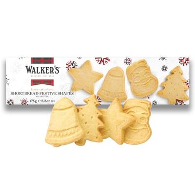 Walker&#39;s Shortbread Assorted Festive Shaped Cookies, All-Butter Shortbread Cookies, 6.2 Oz (Pack of 4)