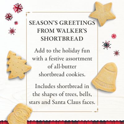 Walker's Shortbread Assorted Festive Shaped Cookies, All-Butter Shortbread Cookies, 6.2 Oz (Pack of 4)