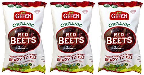 Gefen Organic Red Beets, Whole, Peeled, Cooked &amp; Ready to Eat, 1.1lb (3 Pack)
