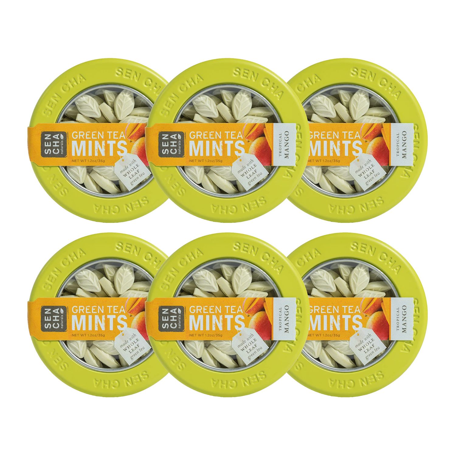 SEN CHA Naturals Green Tea Mints, Tropical Mango, 1.2 oz (Pack of 6)