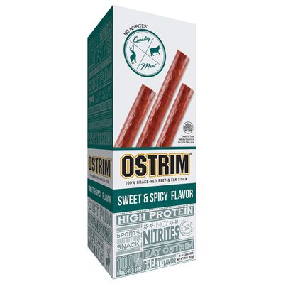 Ostrim Grass-Fed Beef &amp; Elk Jerky Snack Sticks-Sweet &amp; Spicy Flavor, 1.5 oz (Pack of 10)