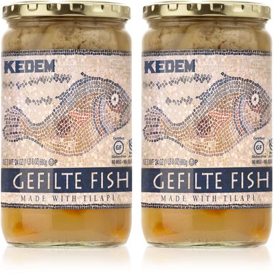 Kedem Tilapia Gefilte Fish 24oz (2 Pack), All Natural, Gluten Free, Kosher for Passover