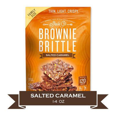 Sheila G's Brownie Brittle - Salted Caramel Thin and Crispy Sweet Snacks, Family Size (Pack of 1, 14 oz), Rich Gourmet Brownie Bites Dessert