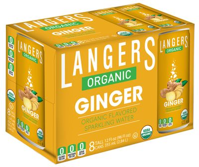 Langers Organic Flavored Sparkling Water, Ginger, 12 Ounce (Pack of 8)