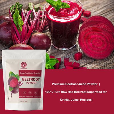 Beetroot Powder 227g- | Premium Beet Root Juice Powder 8 Ounces, | 100% Pure Raw Red Beetroot Superfood for Drinks, Juice, Recipes| Vegan, Non GMO, Gluten Free.