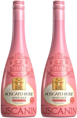 Tuscanini Italian Moscato Rose Sparkling Grape Juice 253oz 2 Pack  Non Alcoholic Sparkling Juice  Valentines Day Gift  Elegant Champagne Bottle  Imported from Italy  Great for Mocktails  Kosher