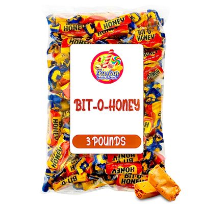 Bit-O-Honey Candy - 3 LB Bulk Bag - Individually Wrapped Retro Candy - Real Honey And Almond Taffy