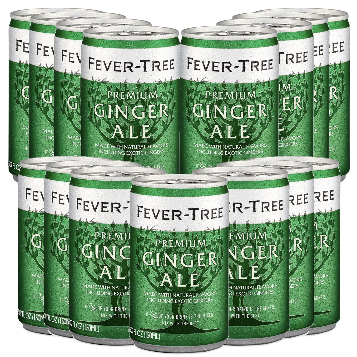 Fever Tree Premium Ginger Ale 15 Pack - Premium Quality Mixer and Soda - Refreshing Beverage for Cocktails &amp; Mocktails 150ml Cans
