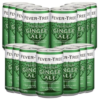 Fever Tree Premium Ginger Ale 15 Pack - Premium Quality Mixer and Soda - Refreshing Beverage for Cocktails &amp; Mocktails 150ml Cans