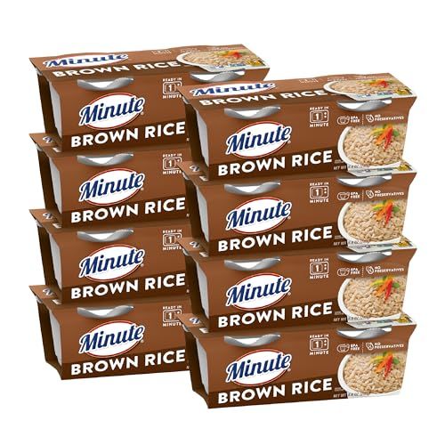 Minute Ready-to-Serve Brown Rice, Microwavable Rice Cups, 4.4-Ounce Cups, 2 Count, (Pack of 8)