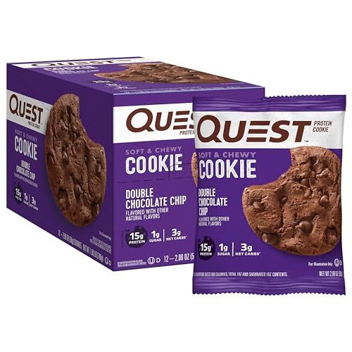Quest Nutrition Double Chocolate Chip Protein Cookie, High Protein, Low Carb, 12 Count