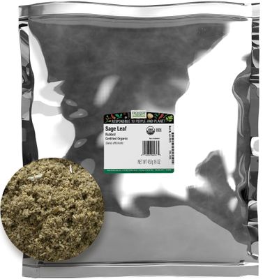 Frontier Co-op Rubbed Sage Leaf, 1-Pound, Sweet Earthy Flavor, Hints of Mint, Pair with Garlic &amp; Rosemary, Kosher, Organic