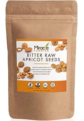 Bitter Apricot Seeds/Kernels, California USA Grown, Non GMO, Vegan, Raw &amp; Large, The Best Natural Source of Vitamin B17, In a Resealable Pouch (1LB)