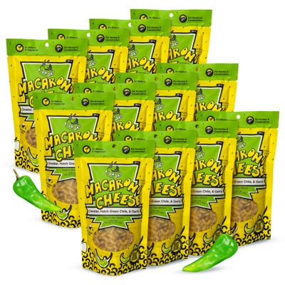 FishSki Real New Mexico Hatch Green Chiles, Cheddar Mac n Cheese (12 x 6oz Packs) 72 Total ounces