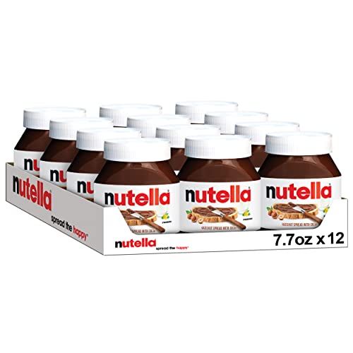 Nutella Hazelnut Spread with Cocoa for Breakfast, Bulk 12 Pack, 7.7 oz per Jar, Holiday Baking and Desserts