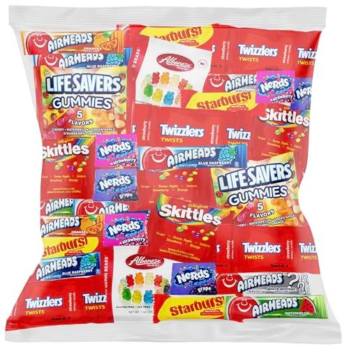 Halloween Bulk Assorted Fruit Candy - Starburst, Skittles, Gummy Life Savers, Air Heads, Sour Punch, Haribo Gold-Bears, Gummy Bears &amp; Twizzlers (32 Oz Variety Pack)