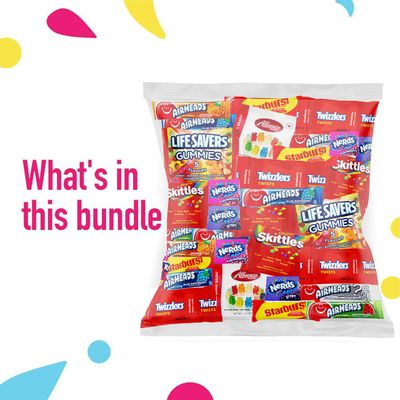 Halloween Bulk Assorted Fruit Candy - Starburst, Skittles, Gummy Life Savers, Air Heads, Sour Punch, Haribo Gold-Bears, Gummy Bears &amp; Twizzlers (32 Oz Variety Pack)
