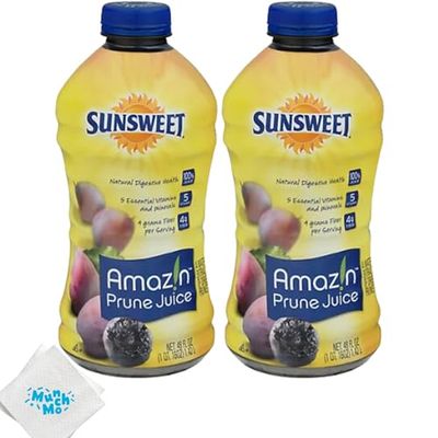 MunchMo Sunsweet Prune Juice 32 Oz - 2 Packs - No Pulp - All Natural 100% Juice, 3 Grams Of Fiber Per Serving, Good Source For Potassium And Vitamins