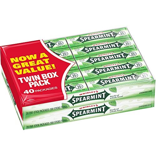 Wrigley&#39;s Gum, Spearmint, 5 Count (Pack of 40)