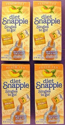 Diet Snapple Singles to Go Peach Tea (6 Sticks in each box) 4 BOXES