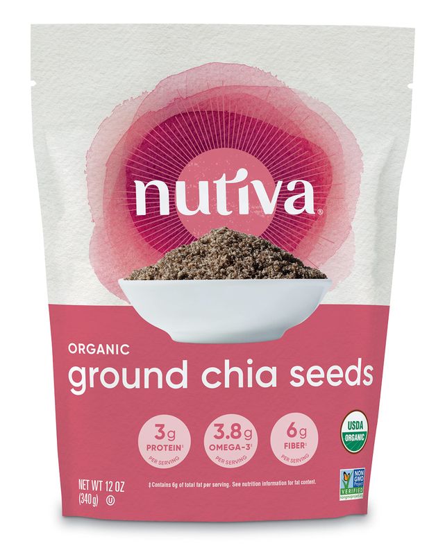 Nutiva Organic Premium Raw Ground Chia Seeds, 12 Oz, USDA Organic, Non-GMO, Whole 30 Approved, Vegan, Gluten-No &amp; Keto, Nutrient-Dense Seeds with 3g Protein &amp; 5g Fiber for Salads, Yogurt &amp; Smoothies